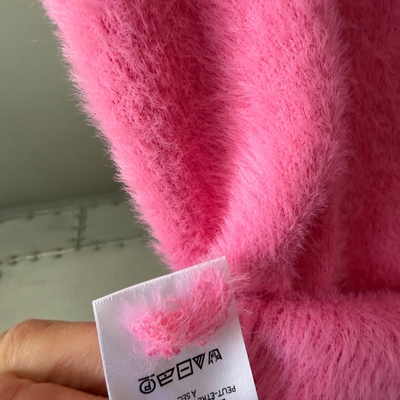 Anthropologie Vibrant Pink Mock Neck Fuzzy Sweater - Picture 10 of 11